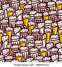 hand drawn beer seamless background
