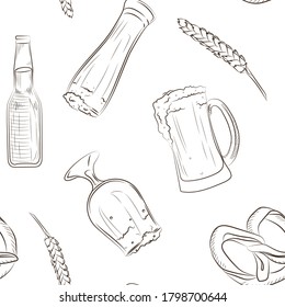 Hand drawn beer seamless pattern  illustration  particularly well-suited to bars & clubs. However, the design style is also ideal for restaurants and pretty much any other hospitality business.