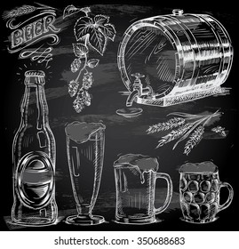 hand drawn beer set on chalkboard