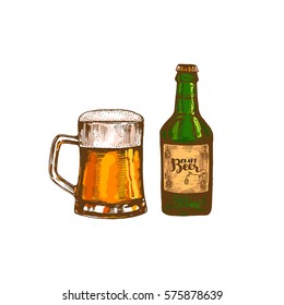 Hand drawn beer, vector illustration