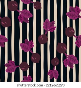 Hand drawn beet seamless pattern. Doodle beetroot wallpaper. Vegetarian healthy food backdrop. Design for fabric, textile print, wrapping paper. Vector illustration