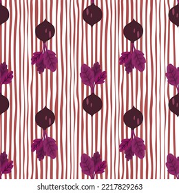 Hand drawn beet seamless pattern. Doodle beetroot wallpaper. Vegetarian healthy food backdrop. Design for fabric, textile print, wrapping paper. Vector illustration