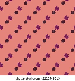 Hand drawn beet seamless pattern. Doodle beetroot wallpaper. Vegetarian healthy food backdrop. Design for fabric, textile print, wrapping paper. Vector illustration