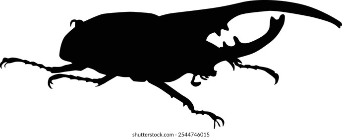 Hand drawn beetle insect full body silhouette illustration