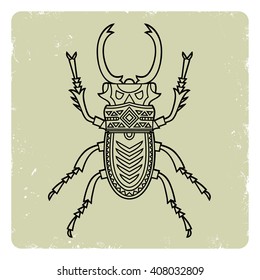 Hand drawn beetle. Vector design element beetle.