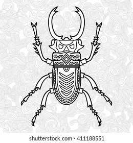 Hand drawn beetle. Vector design element beetle.