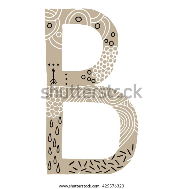 Hand Drawn Beige Letter B Doodle Stock Vector (Royalty Free) 425576323