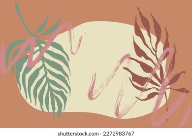 Hand Drawn Beige Minimal Abstract Shapes Contemporary Pattern.