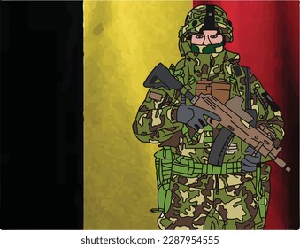 Soldado belga dibujado mano,ilustración vectorial eps10