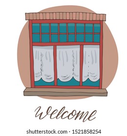 Hand drawn belgian windows with hand lettering - Welcome