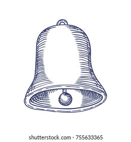 Hand Drawn Bell Engrave Sketch. Vector illustration