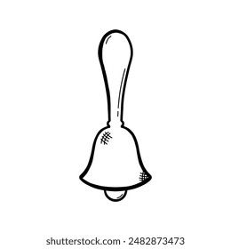 Hand drawn hand bell illustration. Simple editable vector