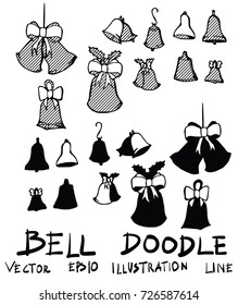 Hand drawn bell isolated. Vector sketch black and white background illustration icon doodle
