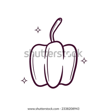 Hand Drawn Bell Pepper. Doodle Vector Sketch Illustration