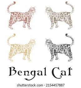 Hand Drawn Bengal Cat Vector Illustration
