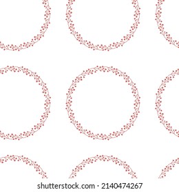 Hand drawn berries round wreath seamless pattern. Perfect for T-shirt, textile and print. Floral vector illustration for decor and design.