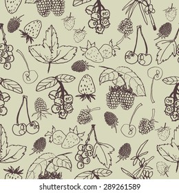 hand drawn berries seamless pattern