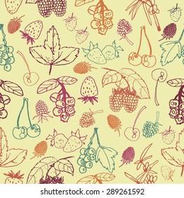 hand drawn berries seamless pattern