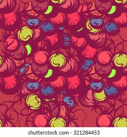 Hand drawn berry seamless pattern. Vector line art.