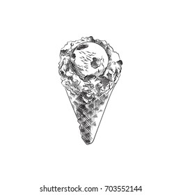 Hand Drawn Berry Sketch Symbol. Vector Dessert Element In Trendy Style.