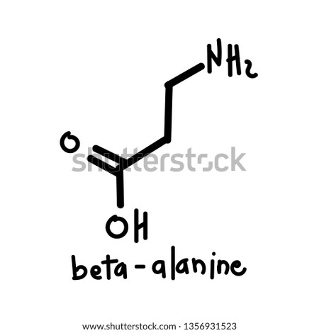 Hand drawn beta-alanine molecule. Skeletal formula on white background