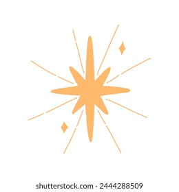 Hand drawn Bethlehem star, cartoon flat vector illustration isolated on white background. Concepts of Christmas, christianity, religion and nativity.