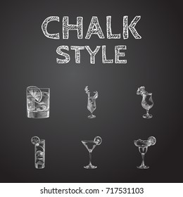 Hand Drawn Beverage Sketches Set. Collection Of Exotic Drink, Daiquiri, Bloody Mary And Other Sketch Elements.