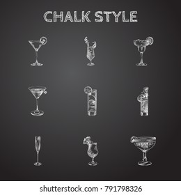 Hand Drawn Beverage Sketches Set. Collection Of Tom Collins, Margarita, Bloody Mary And Other Sketch Elements.