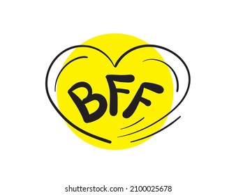 Hand drawn BFF. Best friends forever drawing, friendship lettering, friend print, handwriting sketchy vector illustration