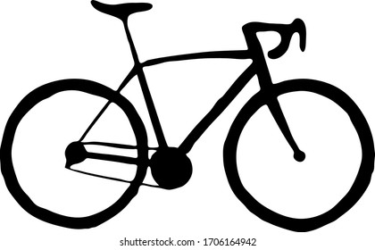 Hand drawn bicycle. Black bike isolated on white background. Vector Illustration. 
