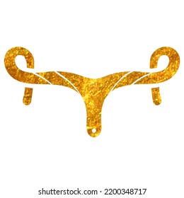 Hand drawn Bicycle drop bar icon in gold foil texture vector illustration