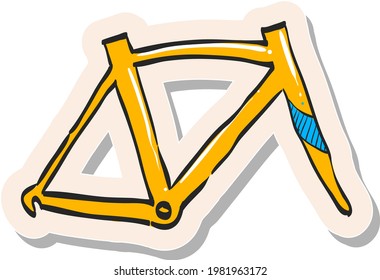 Icono de marco de bicicleta dibujado a mano en ilustración vectorial de estilo de pegatina