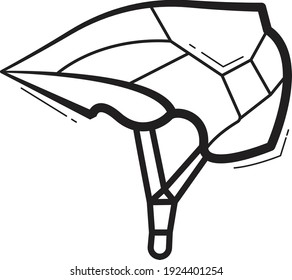 hand drawn bicycle helmet icon line vector