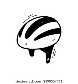 Hand Drawn Bicycle Helmet Illustration. Doodle Vector. Isolated on White Background - EPS 10 Vector