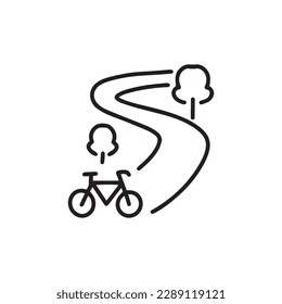 Hand drawn bicycle icon,bicycle riding through the wood,isolated on white background,vector illustration eps10