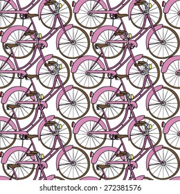 Hand drawn bicycle seamless pattern