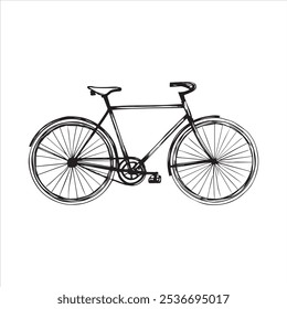 Hand drawn bicycle silhouette set On white background 