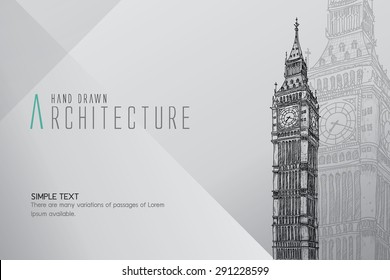 Hand drawn Big Ben Tower. London, vector illustration