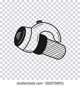 Hand drawn Big Flashlight isolated on transparent background. Vector illustration.