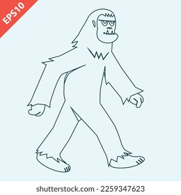 Hand drawn big foot yeti design vector flat modern isolated illustration