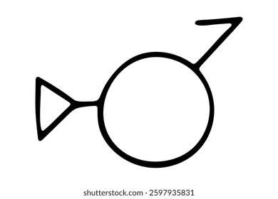 Hand drawn bigender (third gender and demiboy) gender identity icon Symbol used to represent sex and gender