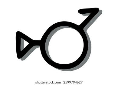 Hand drawn bigender (third gender and demiboy) gender identity icon Symbol used to represent sex and gender