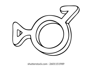 Hand drawn bigender (third gender and demiboy) gender identity icon Symbol used to represent sex and gender