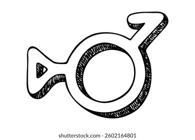 Hand drawn bigender (third gender and demiboy) gender identity icon Symbol used to represent sex and gender
