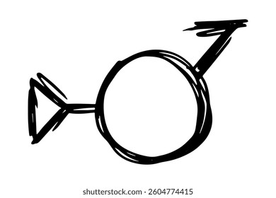 Hand drawn bigender (third gender and demiboy) gender identity icon Symbol used to represent sex and gender