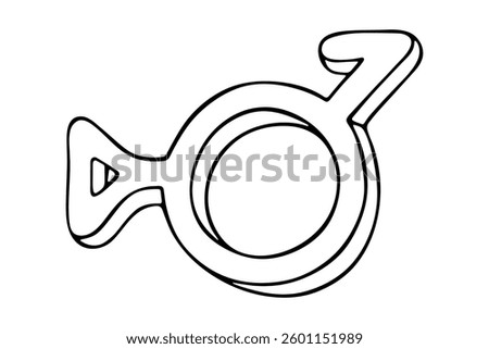 Hand drawn bigender (third gender and demiboy) gender identity icon Symbol used to represent sex and gender