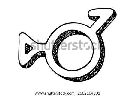 Hand drawn bigender (third gender and demiboy) gender identity icon Symbol used to represent sex and gender