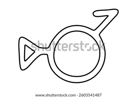 Hand drawn bigender (third gender and demiboy) gender identity icon Symbol used to represent sex and gender