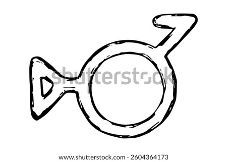 Hand drawn bigender (third gender and demiboy) gender identity icon Symbol used to represent sex and gender