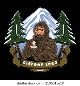 hand drawn bigfoot mythology logo illustration